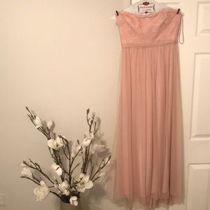 Amsale Blush Bridesmaid Dress Strapless Lace Tulle